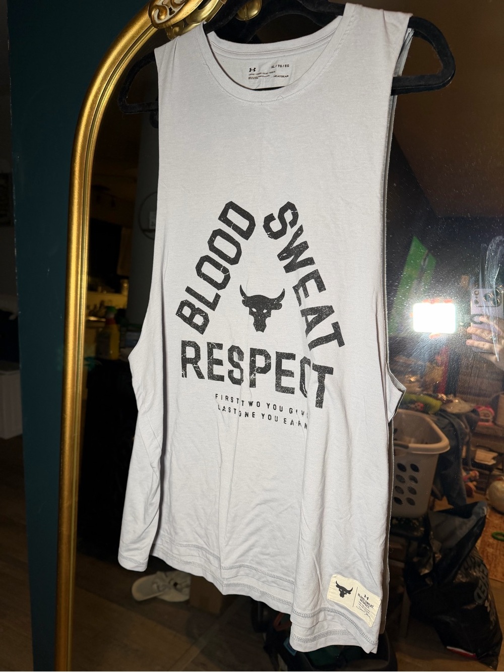 Under Armour Project Rock 'Blood Sweat Respect' Muscle Tank - Light Gray, XL